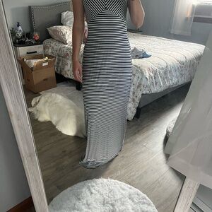Black and White Striped Maxi Dress